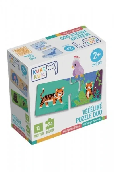 KukiKuk - Véééliké puzzle duo Kde bydlí zvířátka