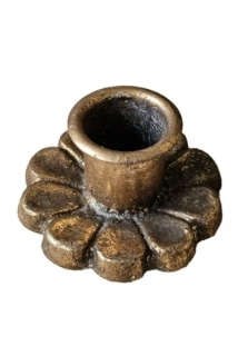 Litý svícen Flower – antik zlatý